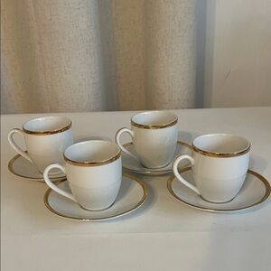 Demitasse Coffee Cups/ Espresso Cup Brasserie William Sonoma White and Gold Mug